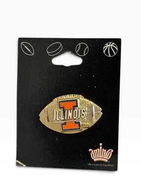 Aminco Illinois Fighting Illini NCAA Football Lapel Pin Gold Tone New